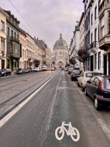 Cycling early in the morning in Brussels