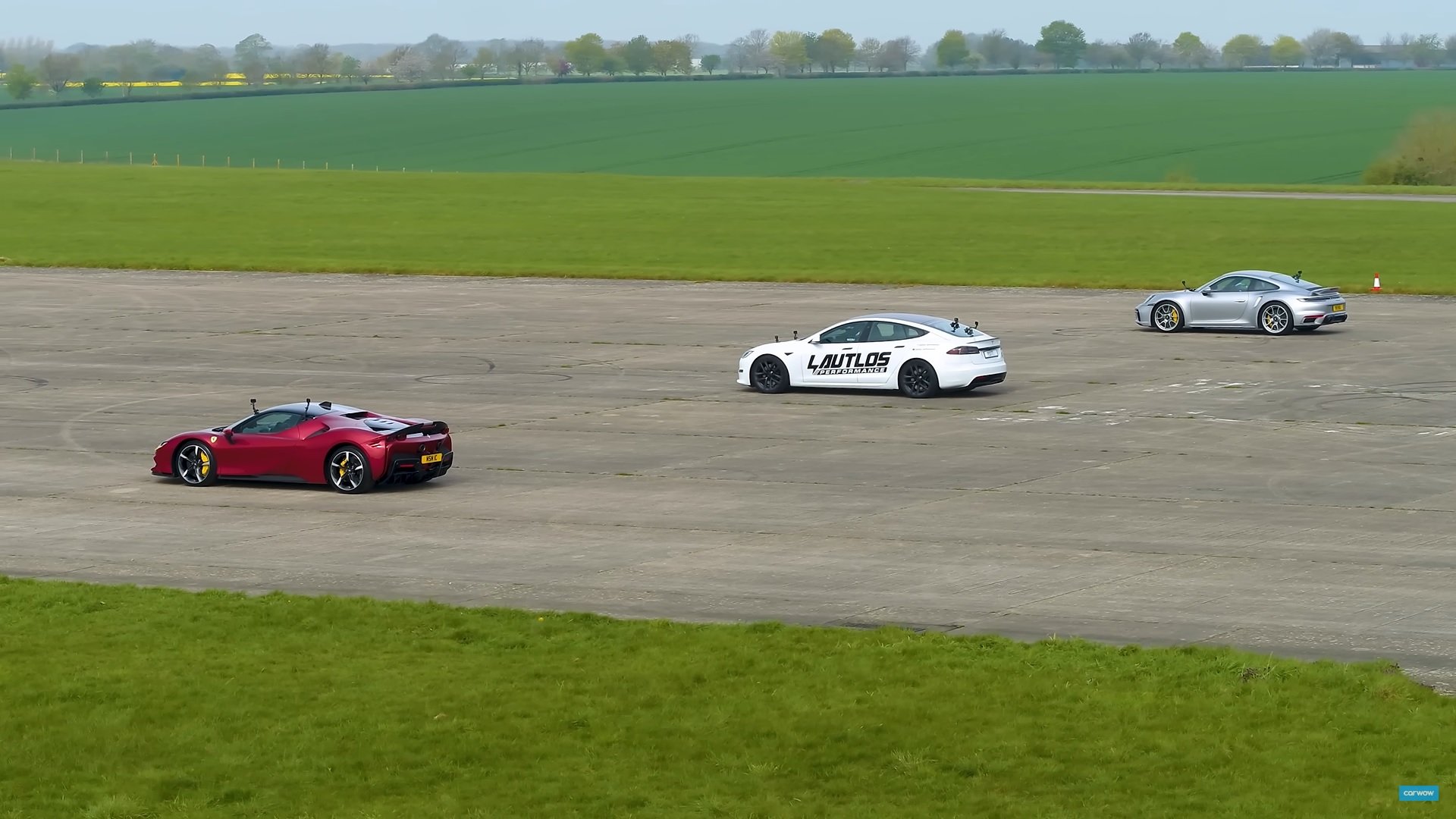 Ferrari SF90 vs Tesla Model S Plaid vs Porsche 911 Turbo S