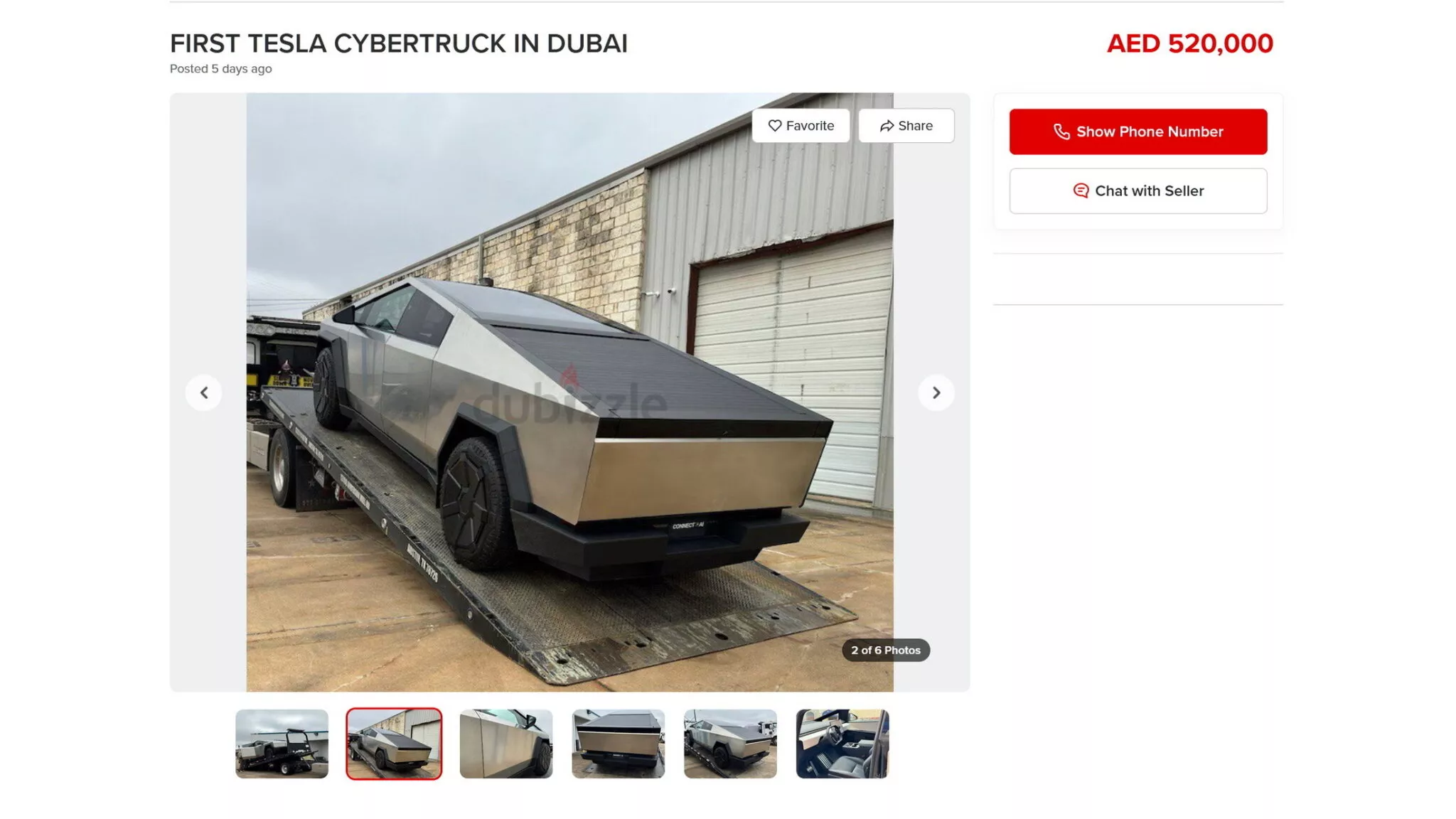 Το πρώτο Tesla Cybertruck προς πώληση στο Dubai