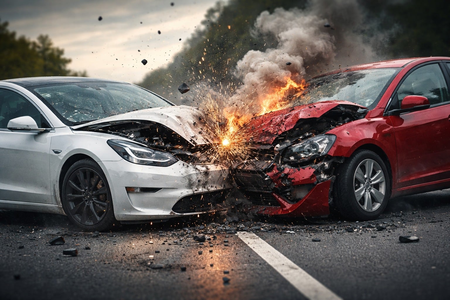 Τι θα συμβεί εαν ενα ηλεκτρικό αυτοκίνητο συγκρουστεί μετωπικά με ενα θερμικό