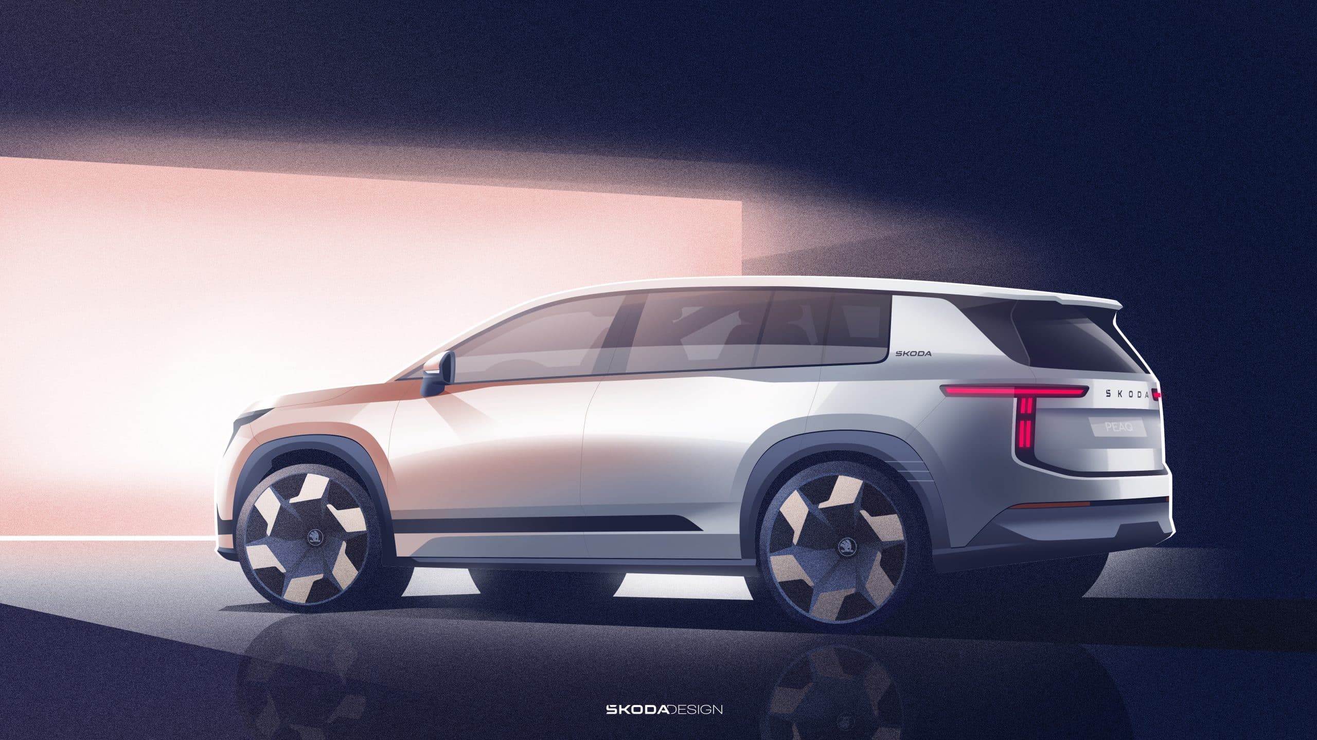 Η Skoda παρουσιάζει τα εξωτερικά σκίτσα του νέου, αμιγώς ηλεκτρικού επταθέσιου Peaq