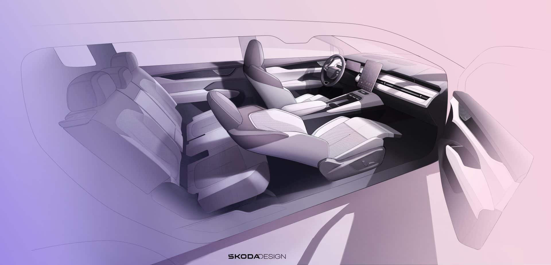 Η Skoda αποκαλύπτει τα πρώτα σκίτσα από το εσωτερικό του νέου ηλεκτρικού επταθέσιου Peaq